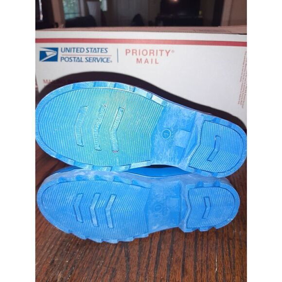 New Kids Size 1 Black Blue Aleader Waterproof Rubber Rain Boots - Picture 9 of 9